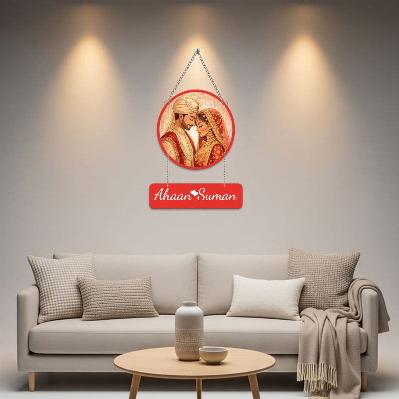 Personalized Couple Name Wedding Theme Wall Hanging